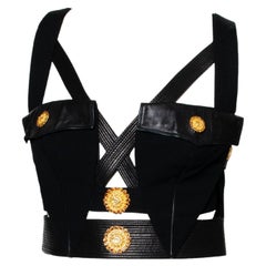 F/W 1992 Gianni Versace Couture Black Leather 'Miss S&M' Bondage Vest