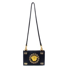 F/W 1992 Gianni Versace Couture Blue Satin Gold and Rhinestone Medusa Bag