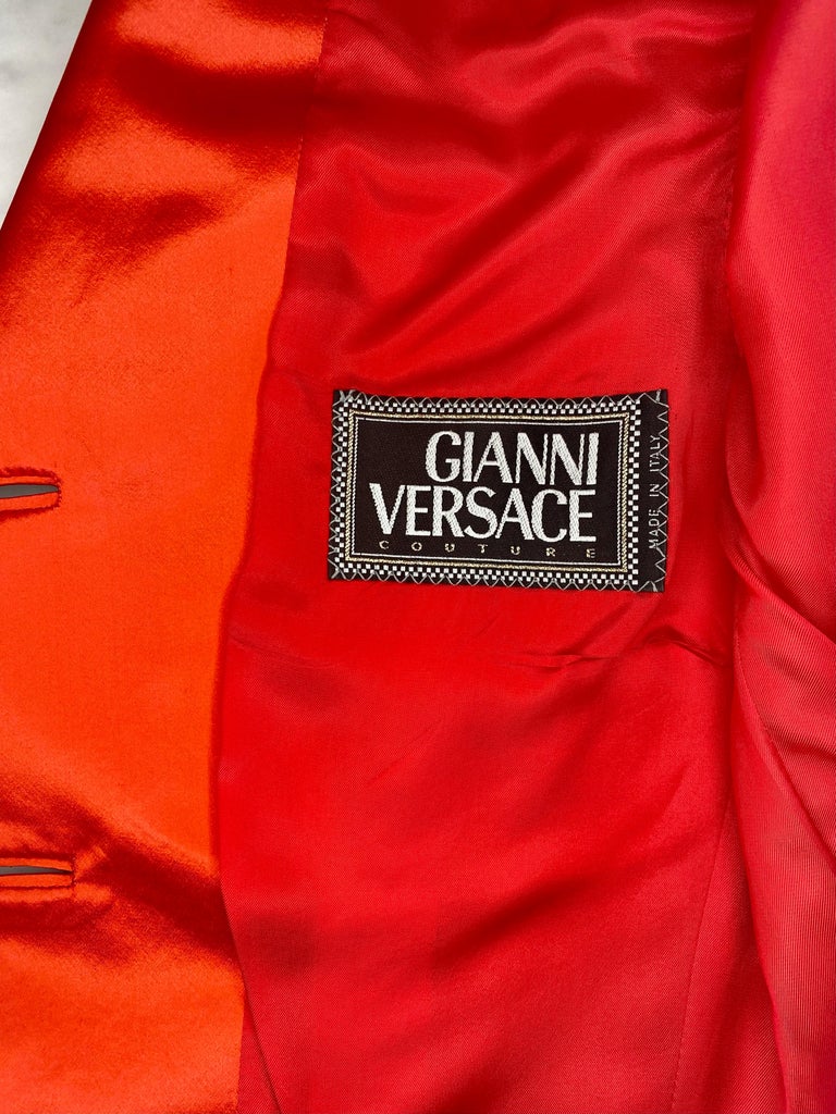 F/W 1992 Gianni Versace Couture Bondage (Miss S&M) Runway Collection Red Blazer  For Sale 8