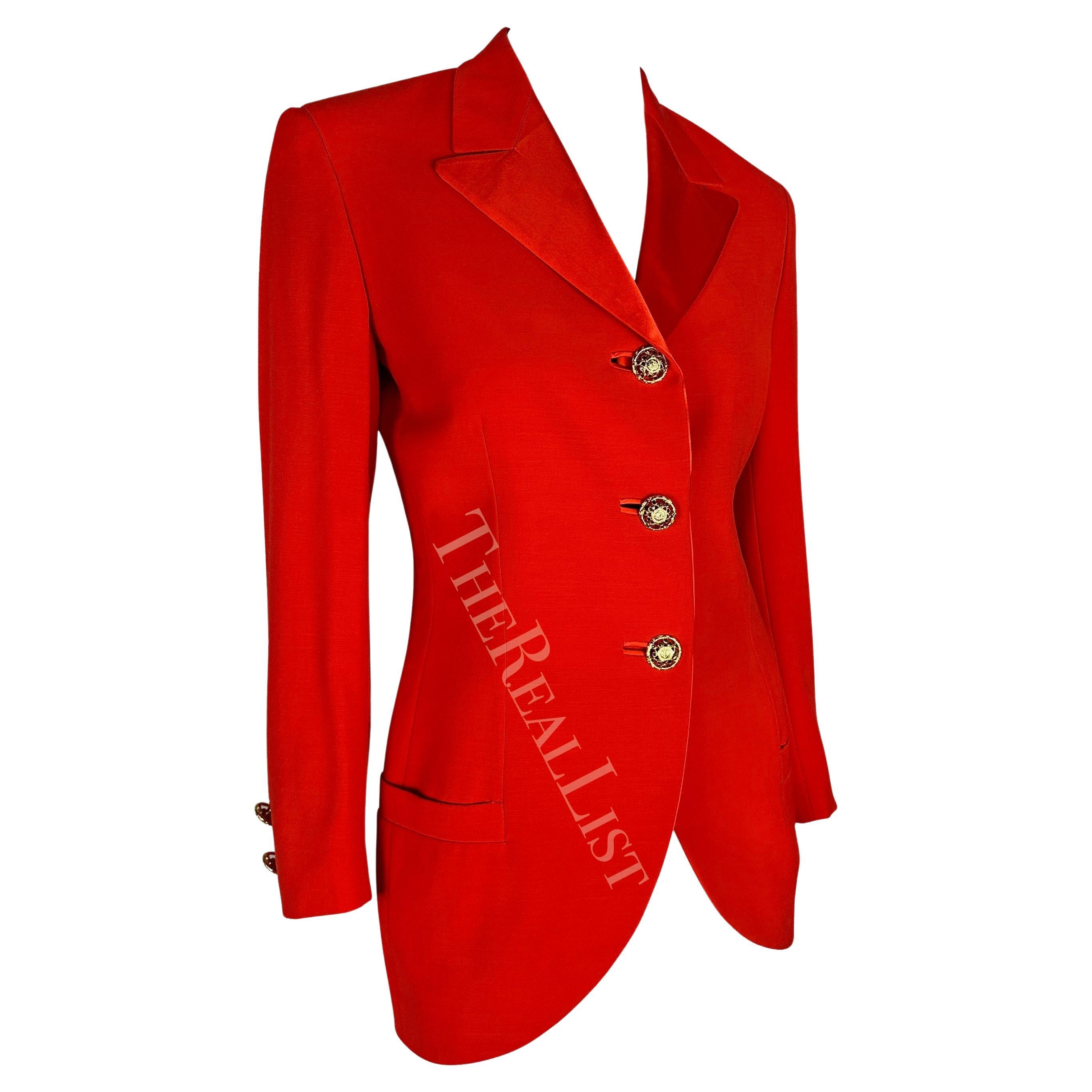 F/W 1992 Gianni Versace Couture Bondage (Miss S&M) Runway Collection Red Blazer For Sale 8