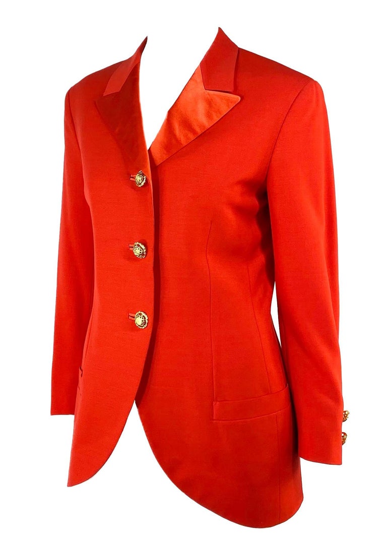 F/W 1992 Gianni Versace Couture Bondage (Miss S&M) Runway Collection Red Blazer  For Sale 1