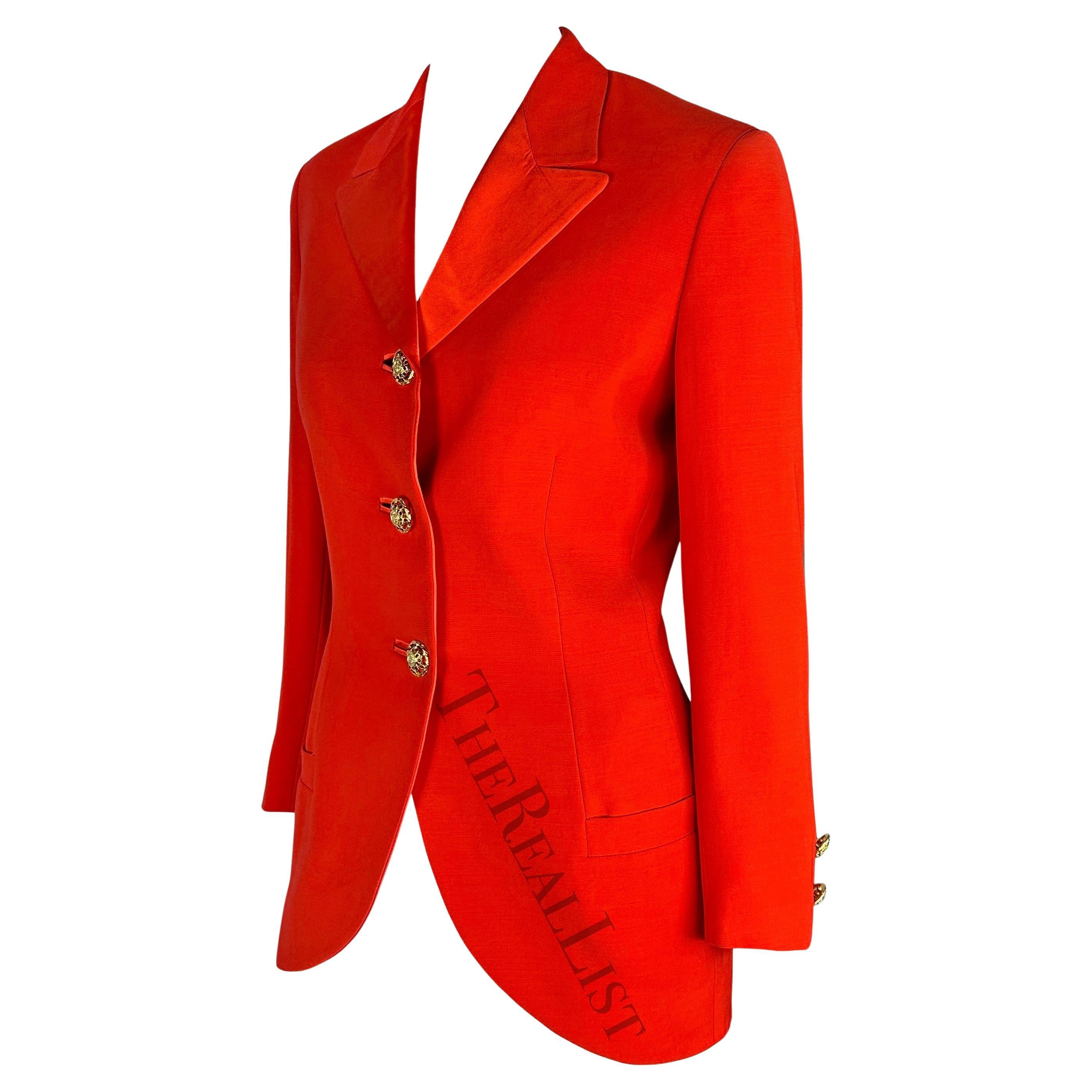 F/W 1992 Gianni Versace Couture Bondage (Miss S&M) Runway Collection Red Blazer For Sale 3