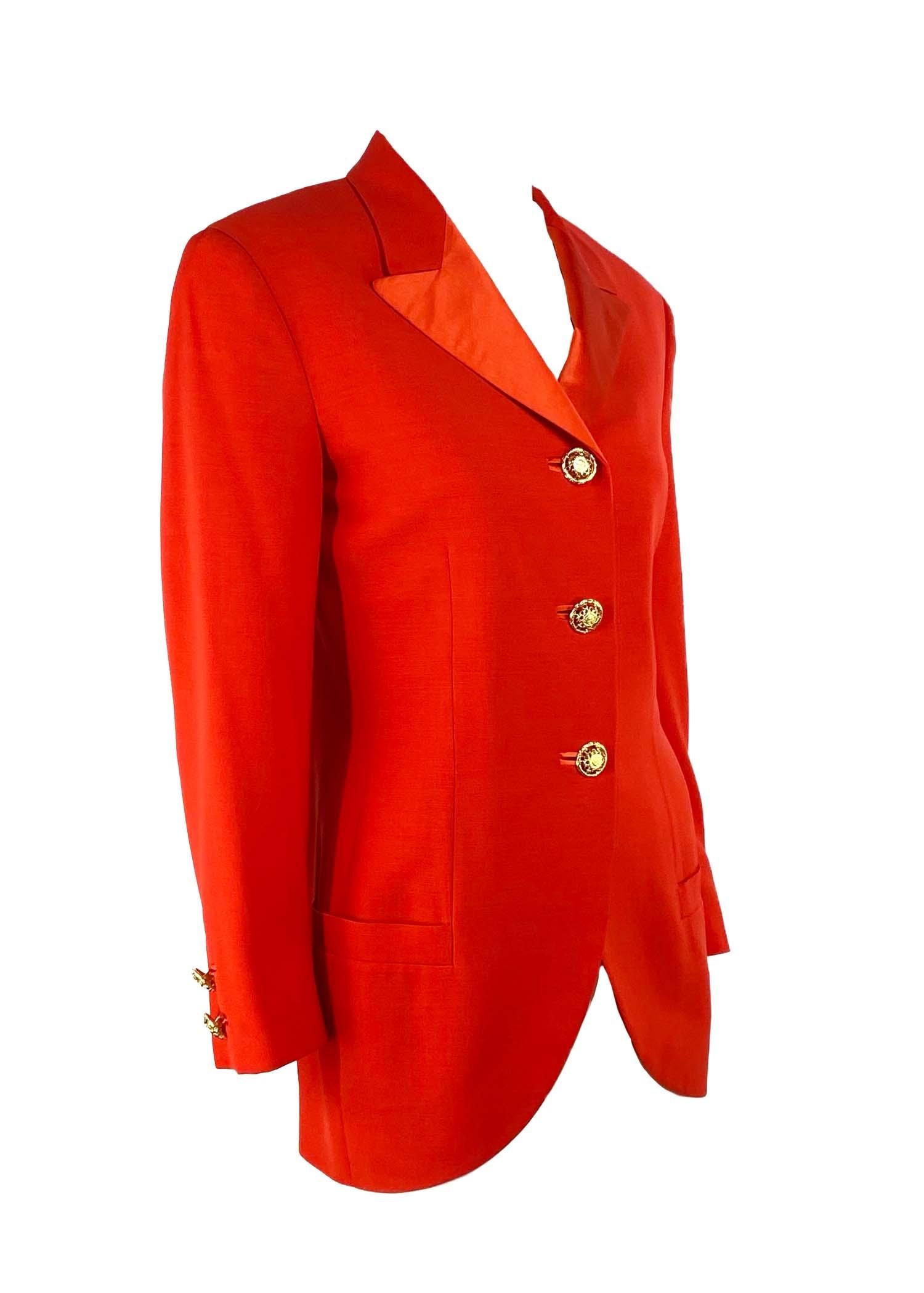 F/W 1992 Gianni Versace Couture Bondage (Miss S&M) Runway Collection Red Blazer  For Sale 3