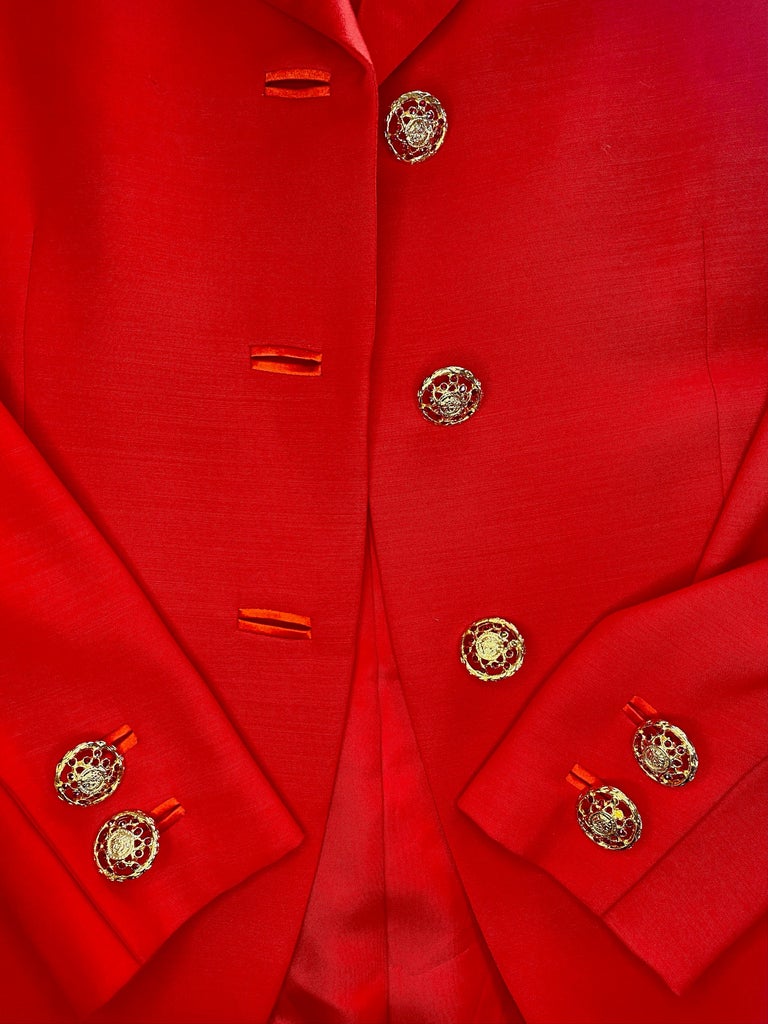 F/W 1992 Gianni Versace Couture Bondage (Miss S&M) Runway Collection Red Blazer  For Sale 7
