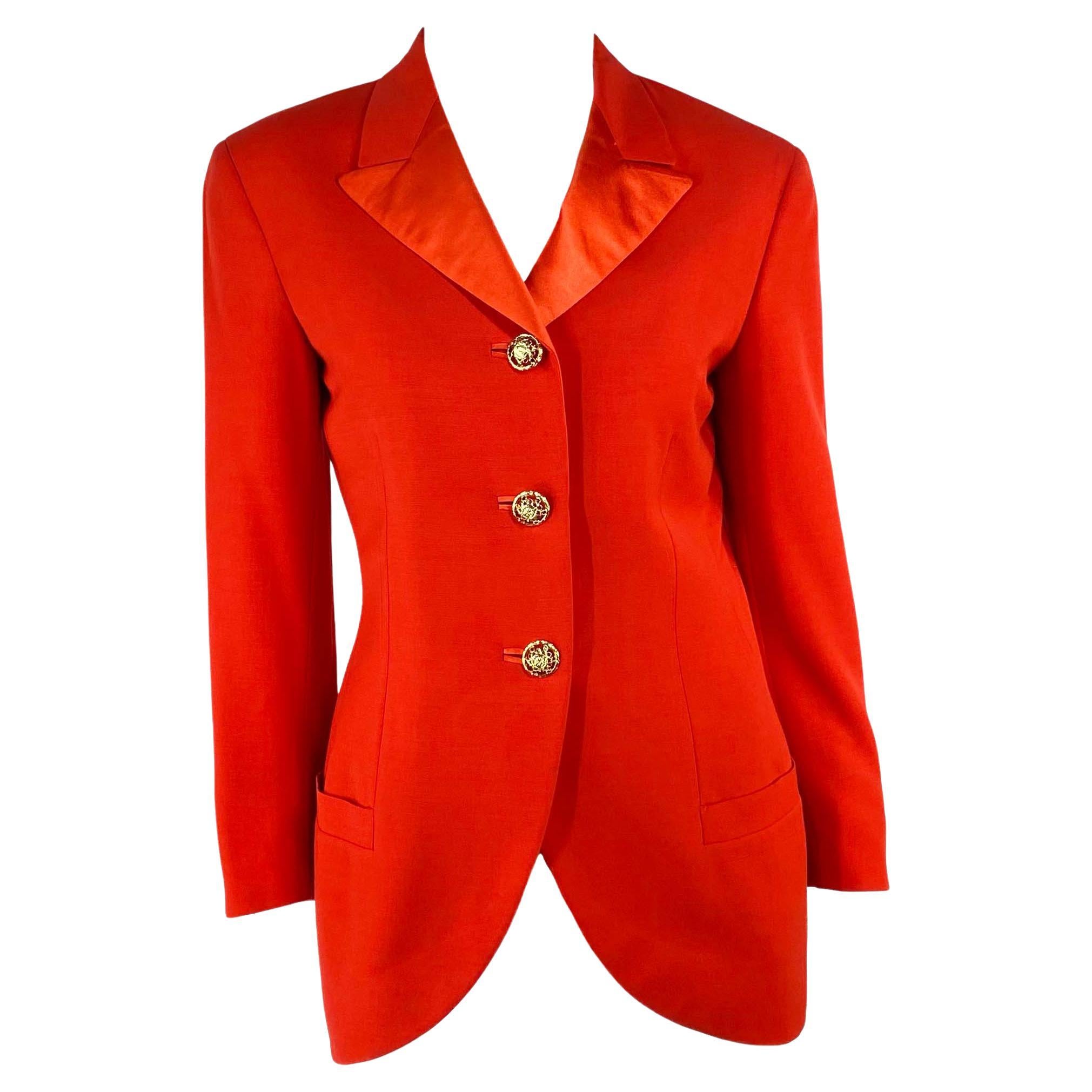 F/W 1992 Gianni Versace Couture Bondage (Miss S&M) Runway Collection Red Blazer  For Sale