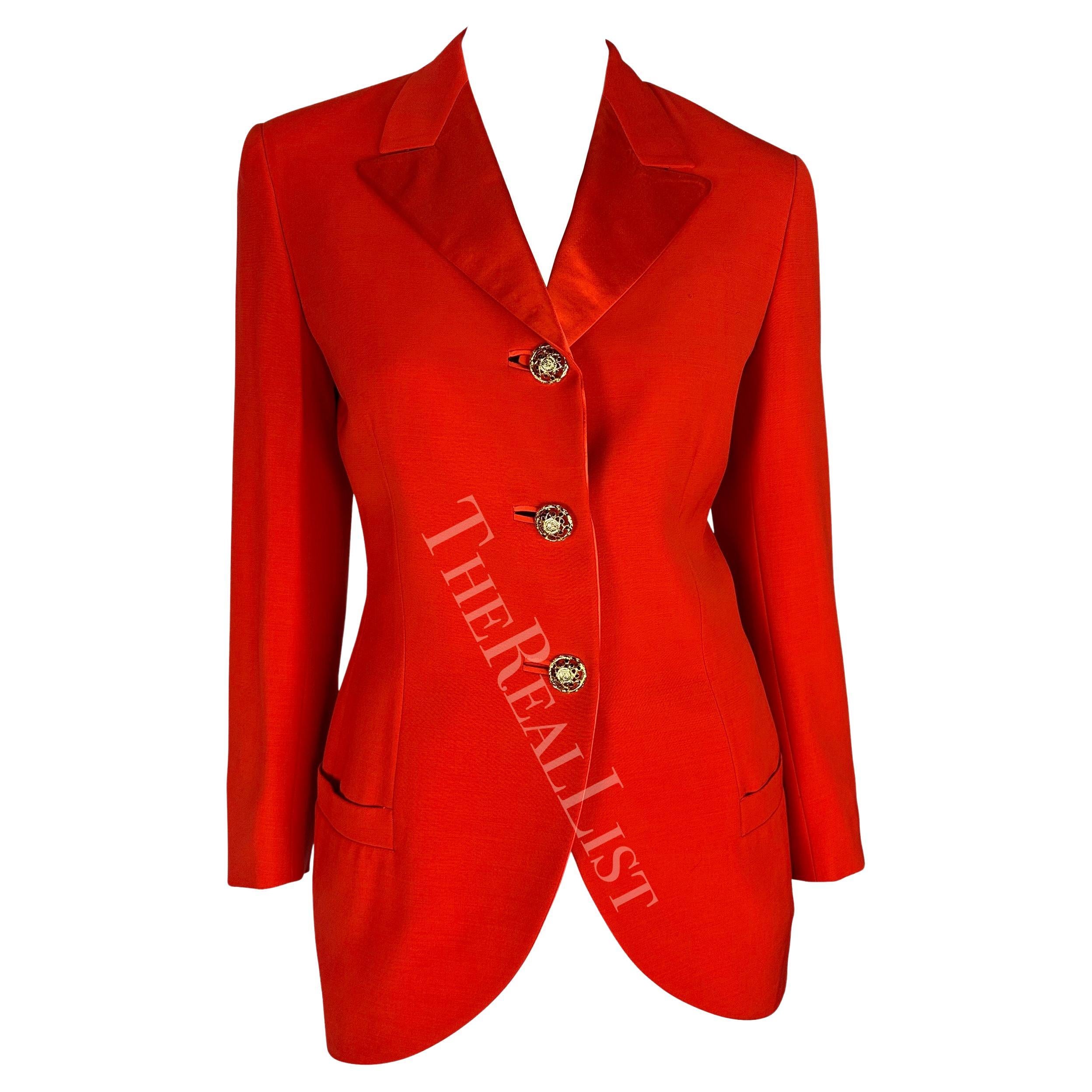 F/W 1992 Gianni Versace Couture Bondage (Miss S&M) Runway Collection Red Blazer For Sale