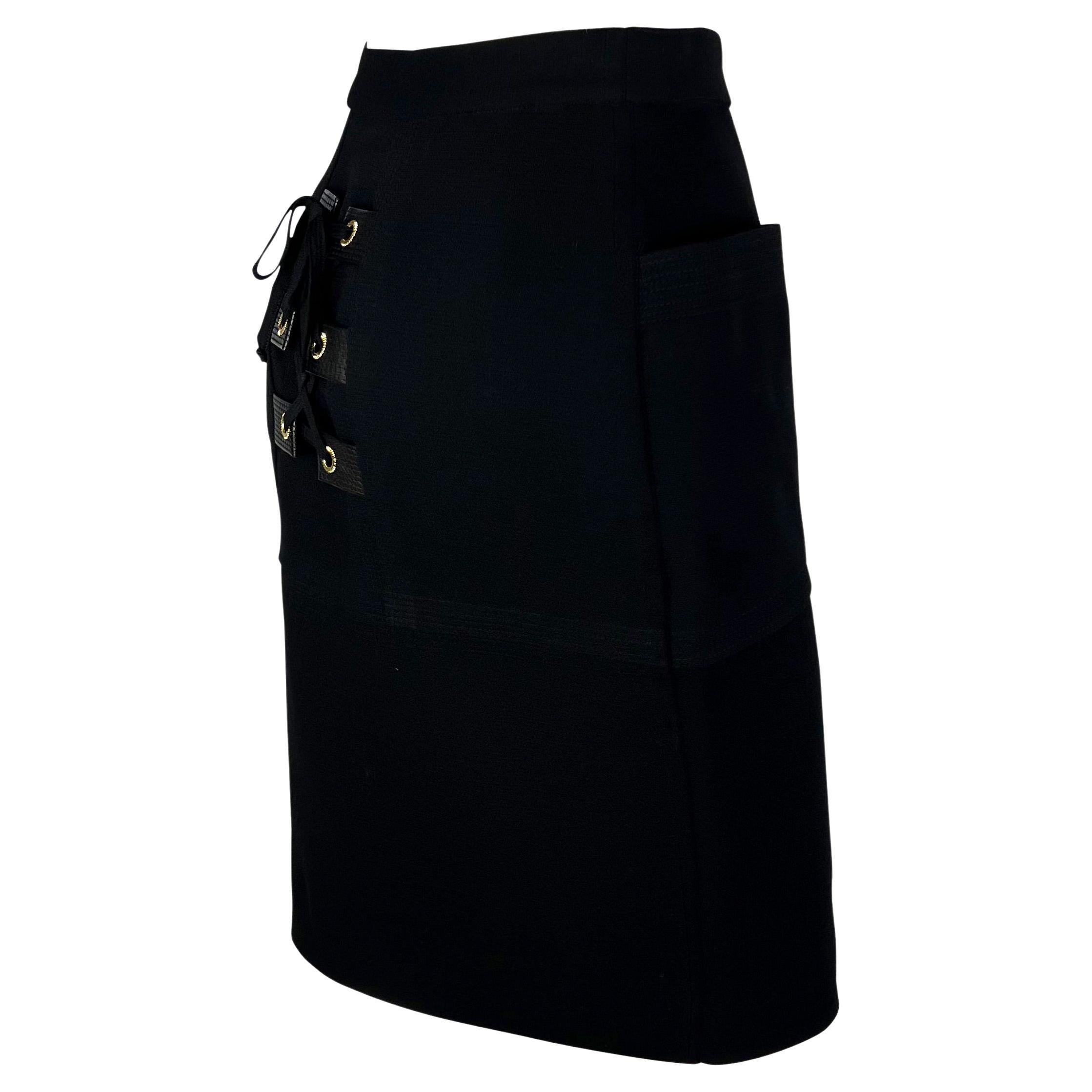 F/W 1992 Gianni Versace Couture 'Miss S&M' Runway Bondage Buckle Wool Skirt In Excellent Condition For Sale In West Hollywood, CA