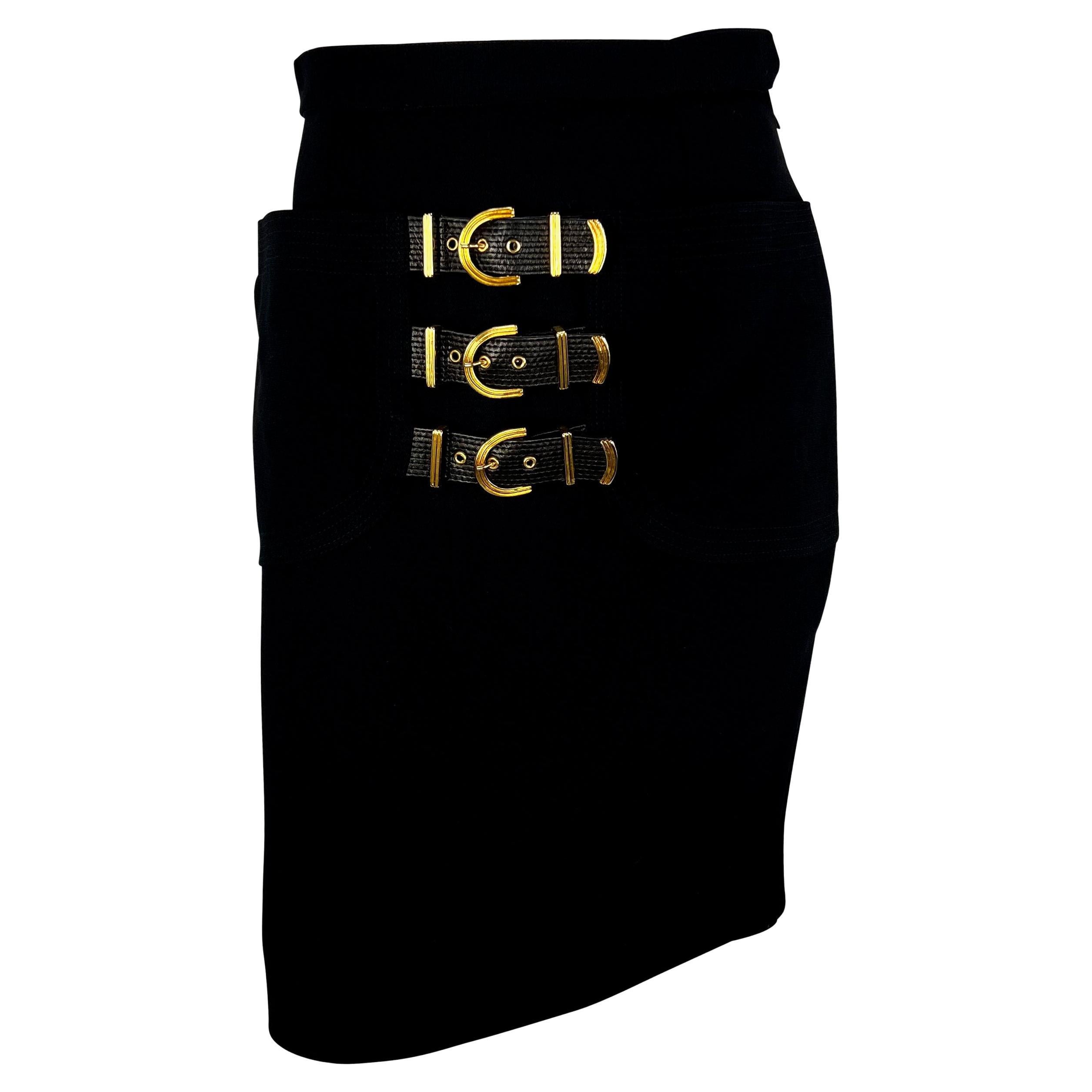 A/I 1992 Gianni Versace Couture 'Miss S&M' Gonna in lana con fibbia Bondage