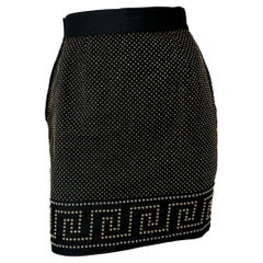 Vintage F/W 1992 Gianni Versace Couture 'Miss S&M' Studded Greek Key Skirt