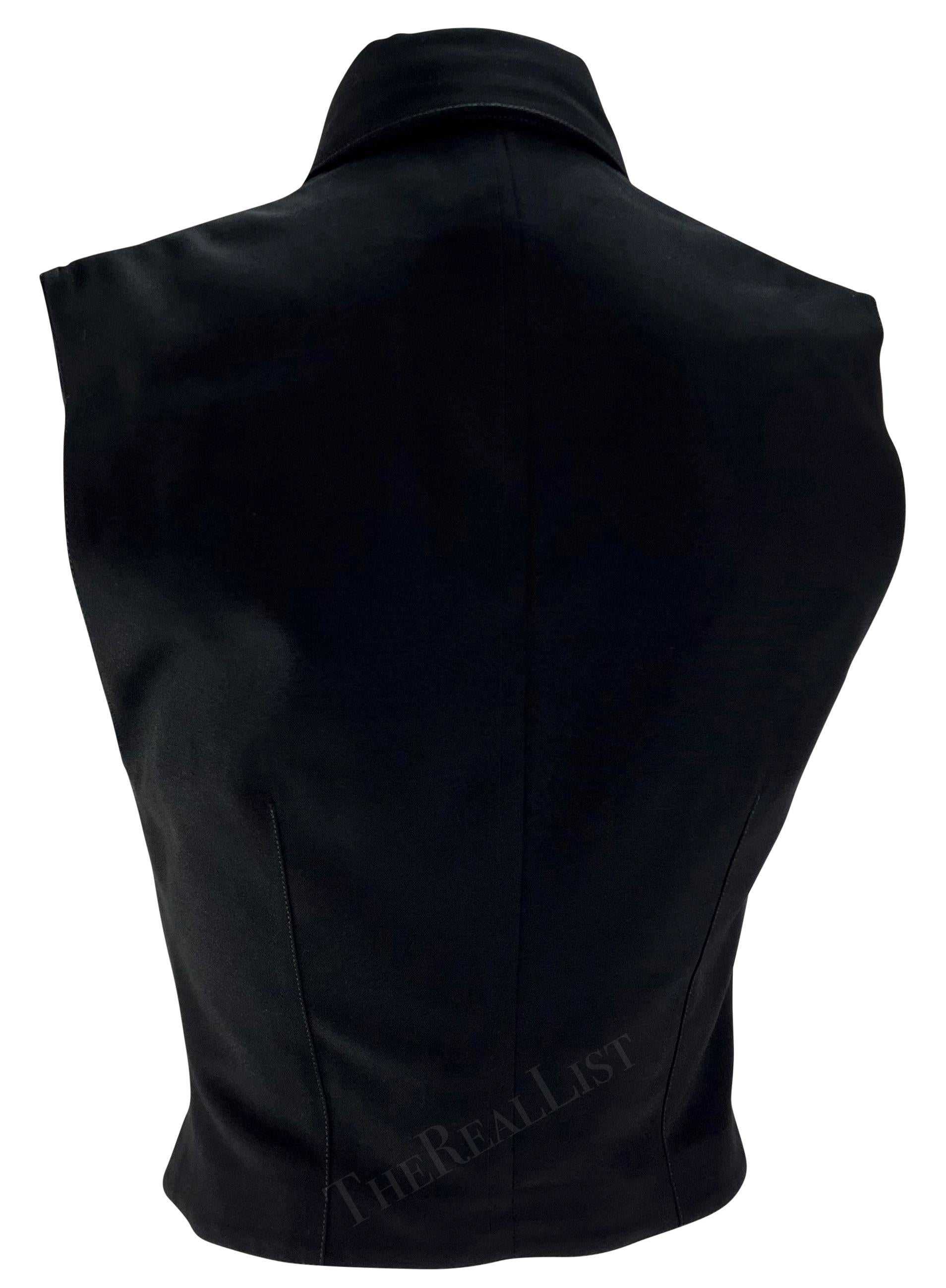 F/W 1992 Gianni Versace 'Miss S&M' Black Metal Accent Cropped Vest 2
