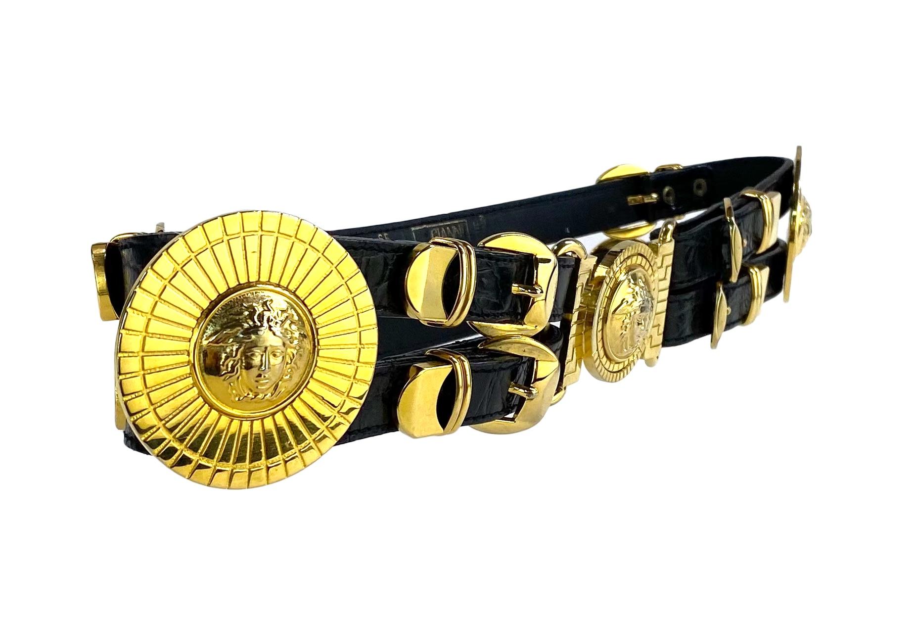 F/W 1992 Gianni Versace 'Miss S&M' Bondage Collection Medusa Belt Naomi Campbell In Good Condition In West Hollywood, CA