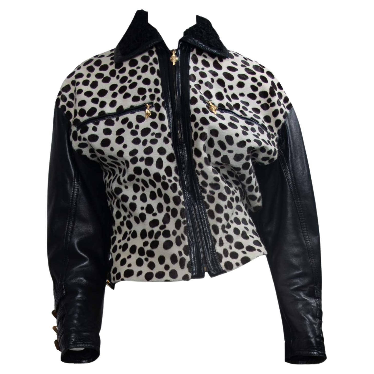 F/W 1992 Gianni Versace 'Miss S&M' Bondage Dyed Pony Hair Leather Jacket Medusa