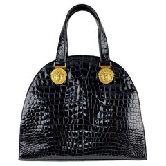 F/W 1992 Gianni Versace 'Miss S&M' Croc Embossed Medusa Medallion Dome Bag