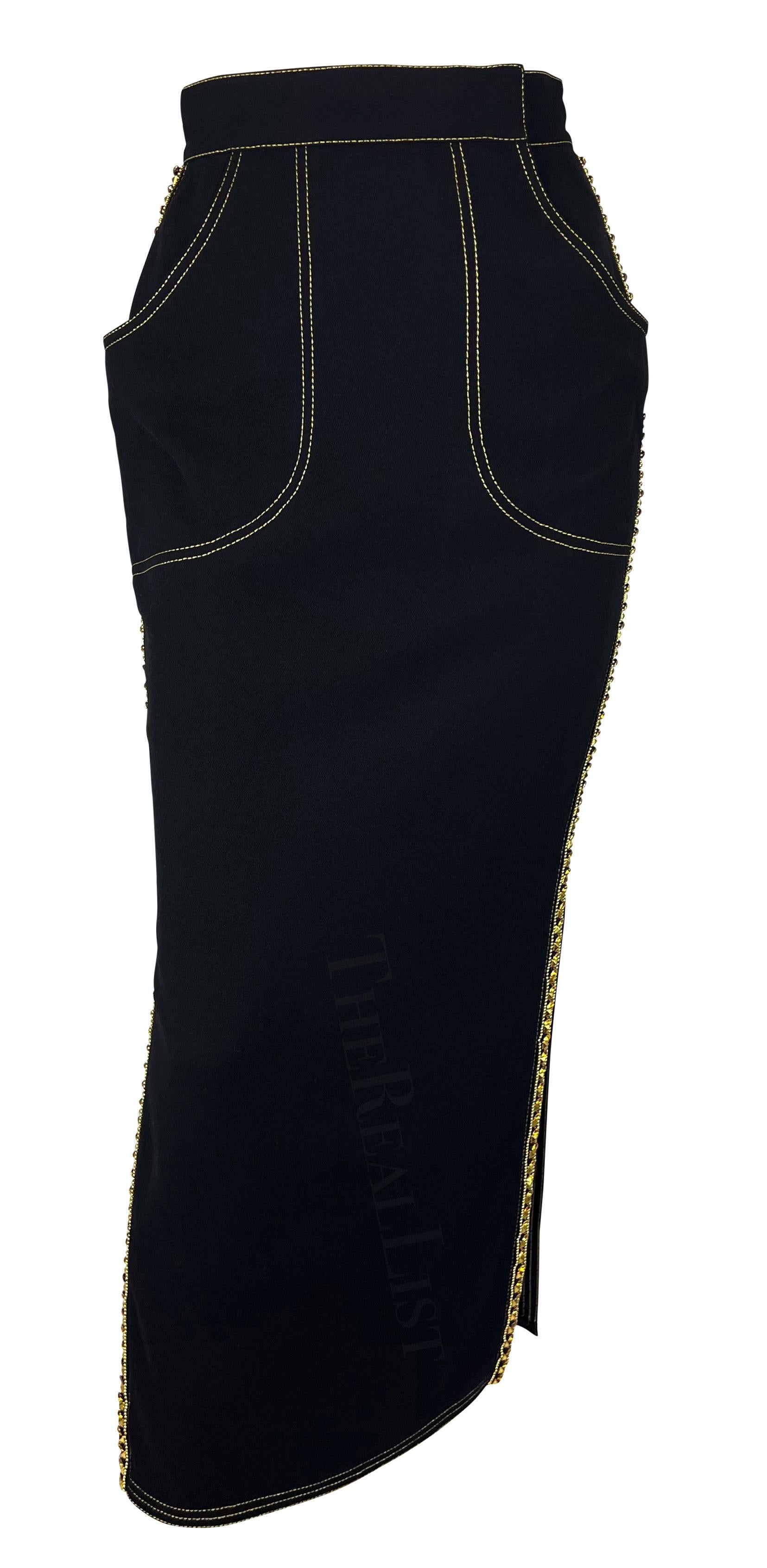 A/H 1992 - Gianni Versace Runway - Jupe longue fendue avec strass et fente dorée  en vente 7