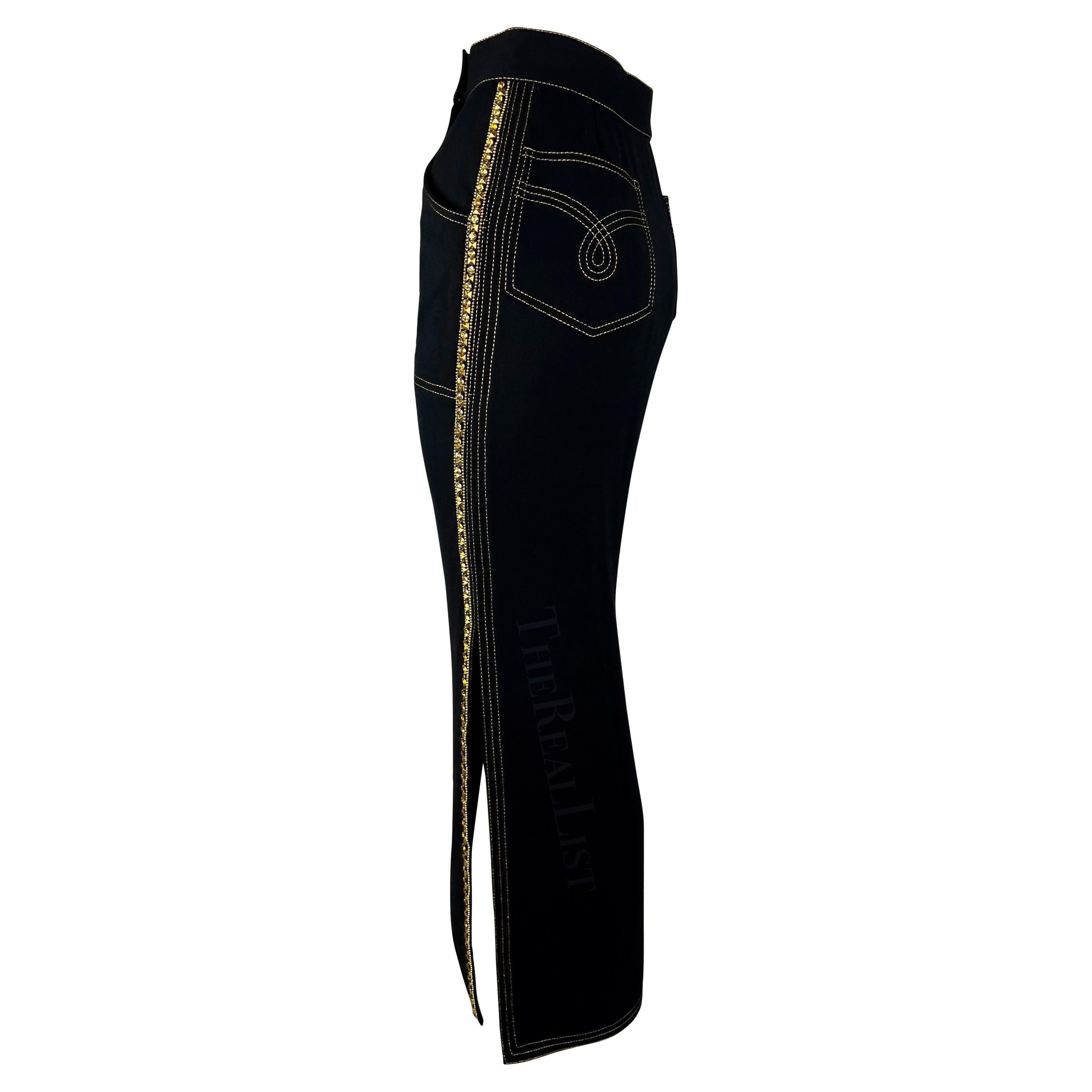 A/I 1992 Gianni Versace - Gonna a ruota con strass e fessure in oro in vendita 2