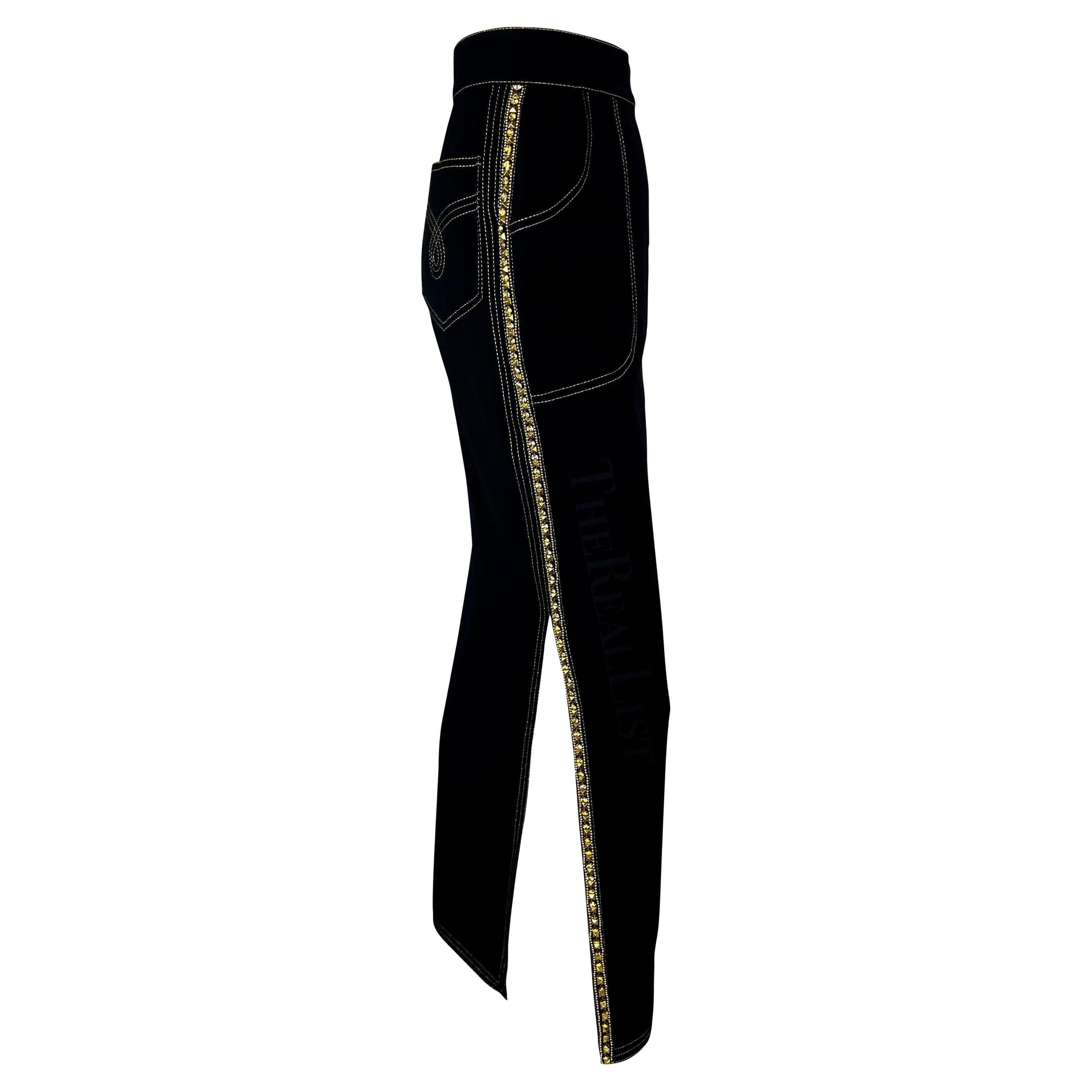 A/I 1992 Gianni Versace - Gonna a ruota con strass e fessure in oro in vendita 5