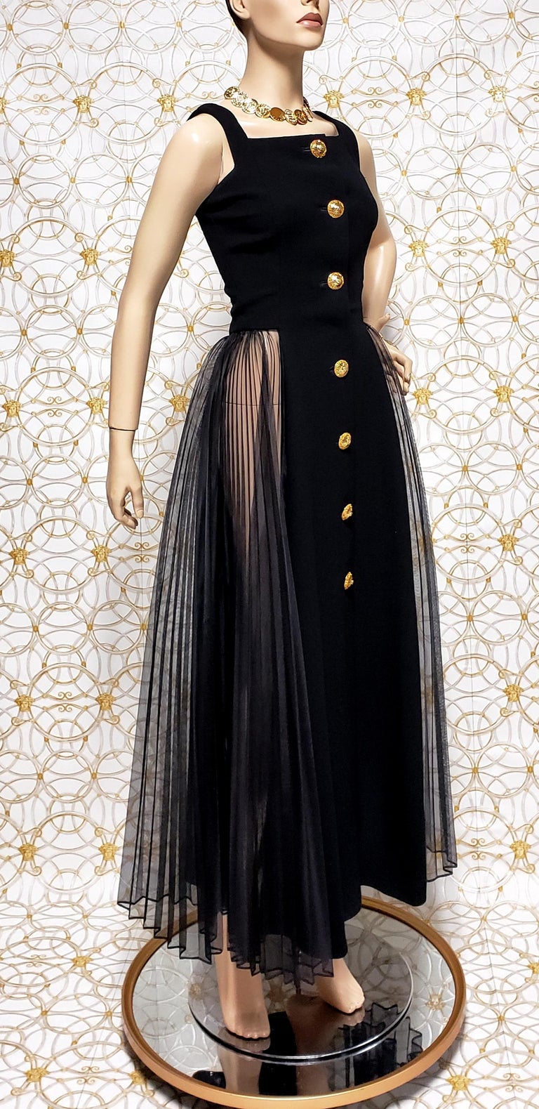 black high neckline dress Neck Lace Mini colour:Stripe All Sizes:M Formal Black Tea Length