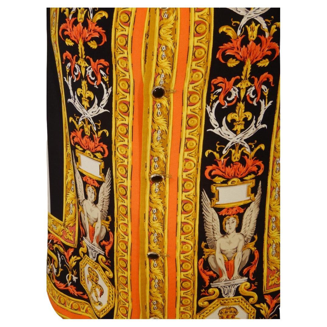 Arancia Gilet in seta con stampa arabescata Gianni Versace A/I 1992 Uomo in vendita