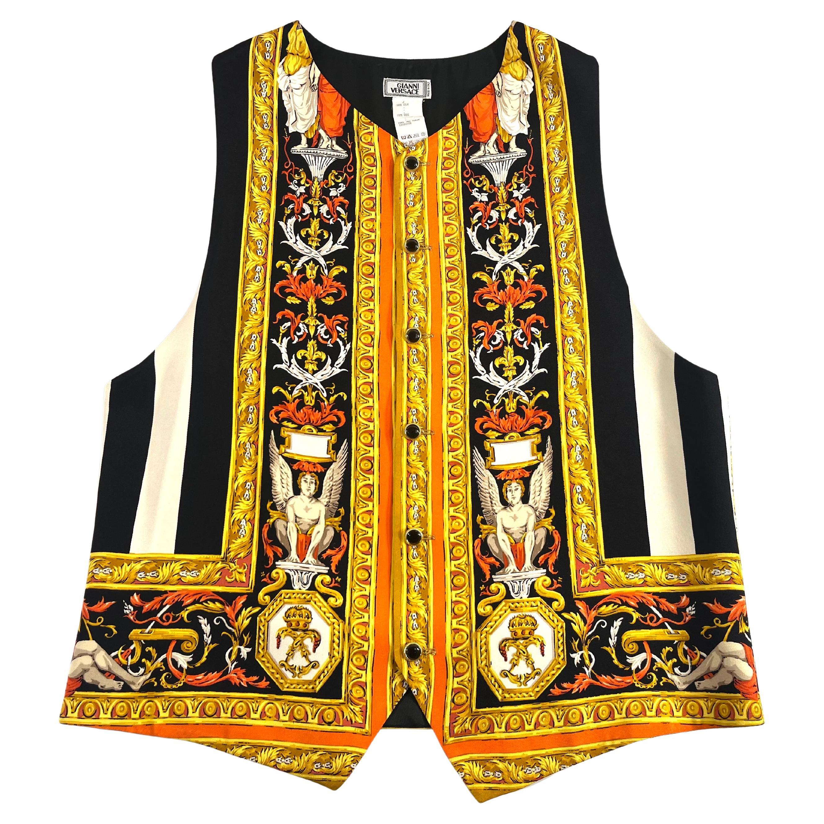 Gilet in seta con stampa arabescata Gianni Versace A/I 1992 Uomo