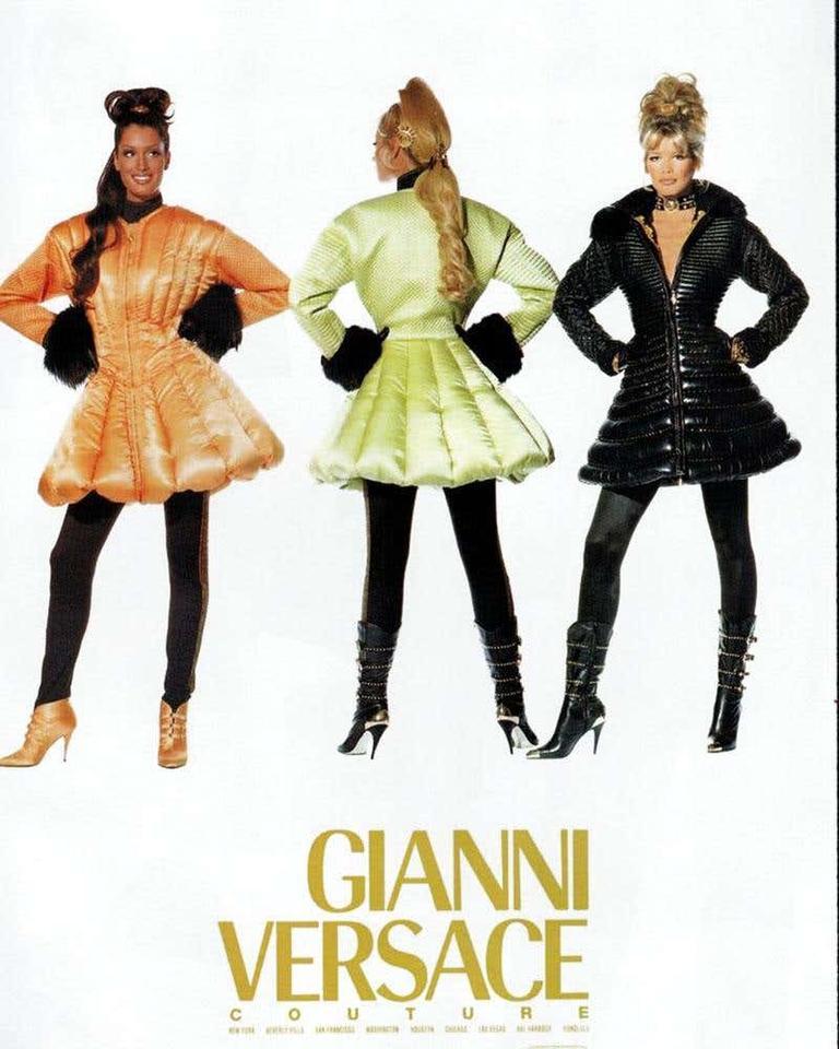 Noir F/W 1992 Rare Vintage Gianni Versace Leather Bondage Black Leather Down Coat en vente