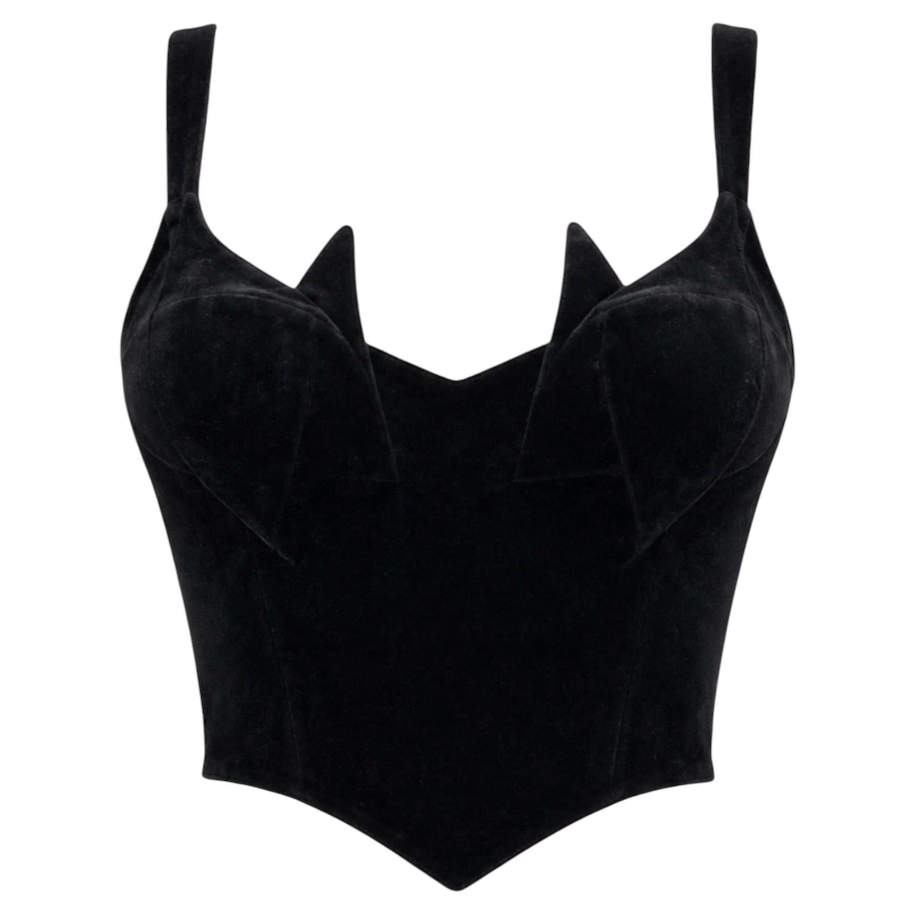 F/W 1992 Thierry Mugler Black Velvet Sculpted Bustier Top