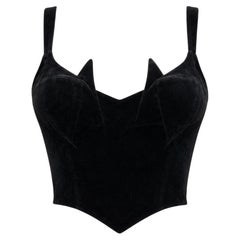 F/W 1992 Thierry Mugler Black Velvet Sculpted Bustier Top