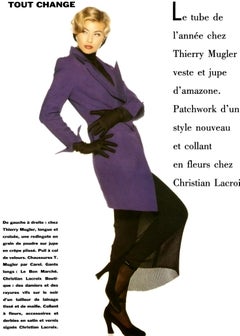 F/W 1992 Thierry Mugler Documented Sculpted Panel Grey Wool Coat Dress