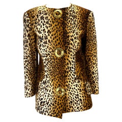 F/W 1992 Valentino Garavani Runway Felt Cheetah Print Brooch Appliqué Jacket