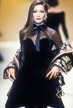 F/W 1992 Valentino Garavani Runway Gold Embroidered Leather Biker Jacket