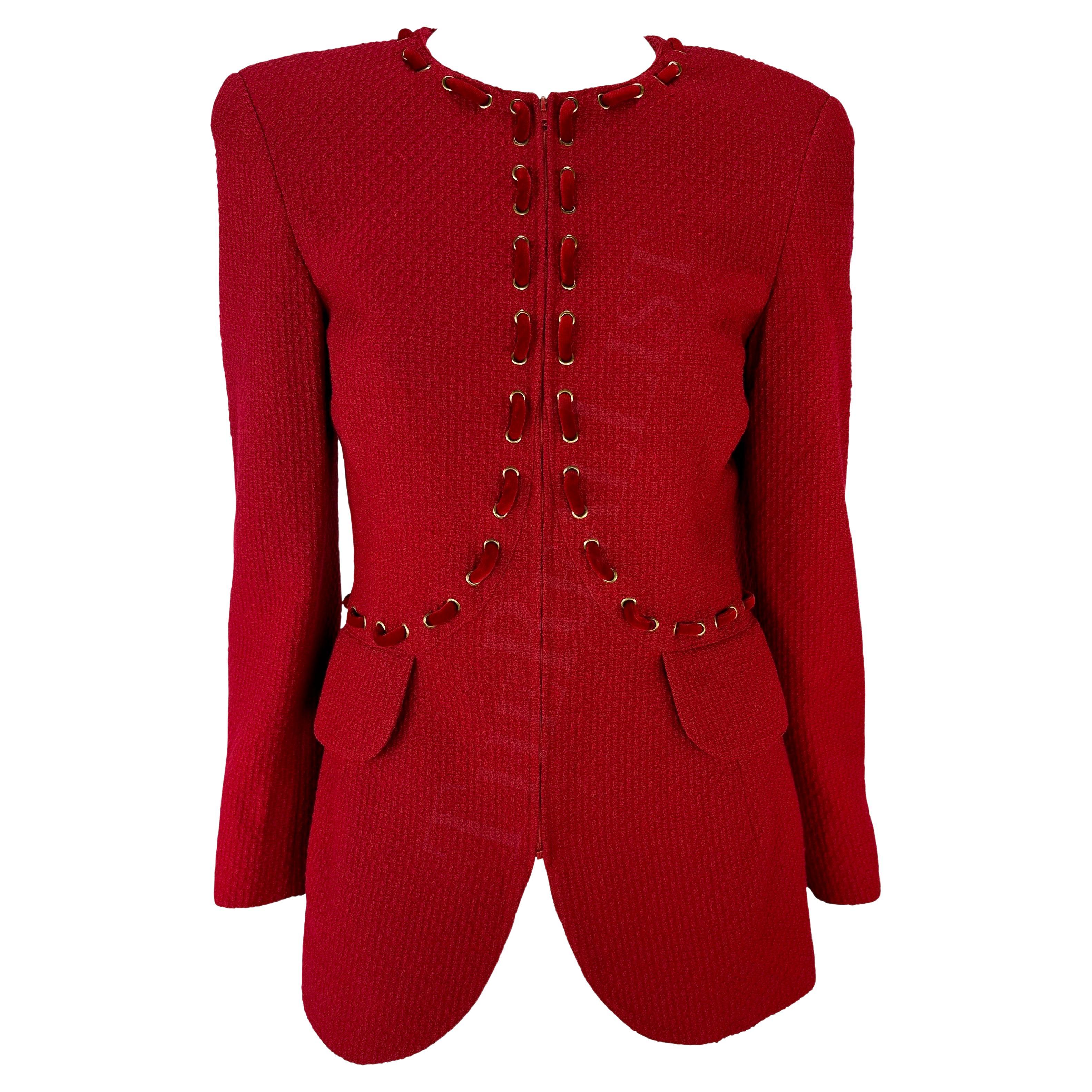 red lace blazer