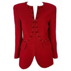 F/W 1992 Valentino Garavani Runway Zodiac Red Lace Up Horoscope Blazer