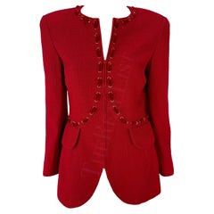 H/W 1992 Valentino Garavani Laufsteg Sternzeichen Rot Schnürung Horoscope Blazer