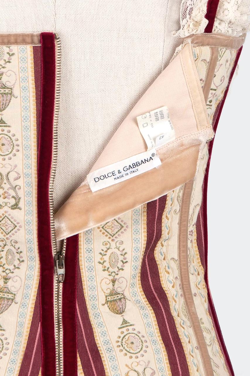 A/I 1993/94 DOLCE & GABBANA Top corsetto crema e rosa con bordi in pizzo 4