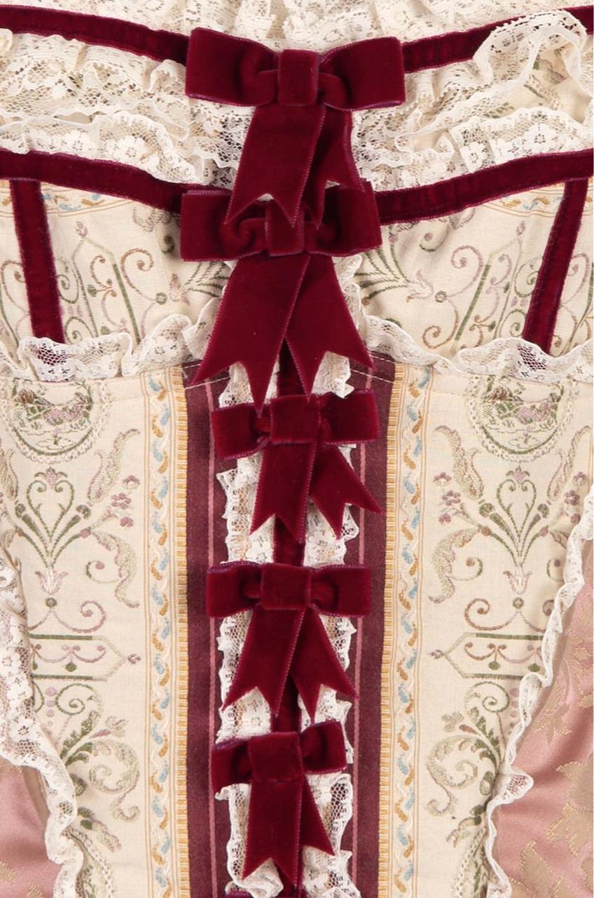 A/I 1993/94 DOLCE & GABBANA Top corsetto crema e rosa con bordi in pizzo In condizioni ottime a Munich, DE