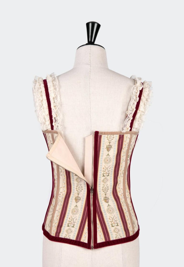 Geagodelia Corsetto da Donna in Pizzo con Stampa Floreale, Top Bustier Classico retrò (Fiore Nero 2, S