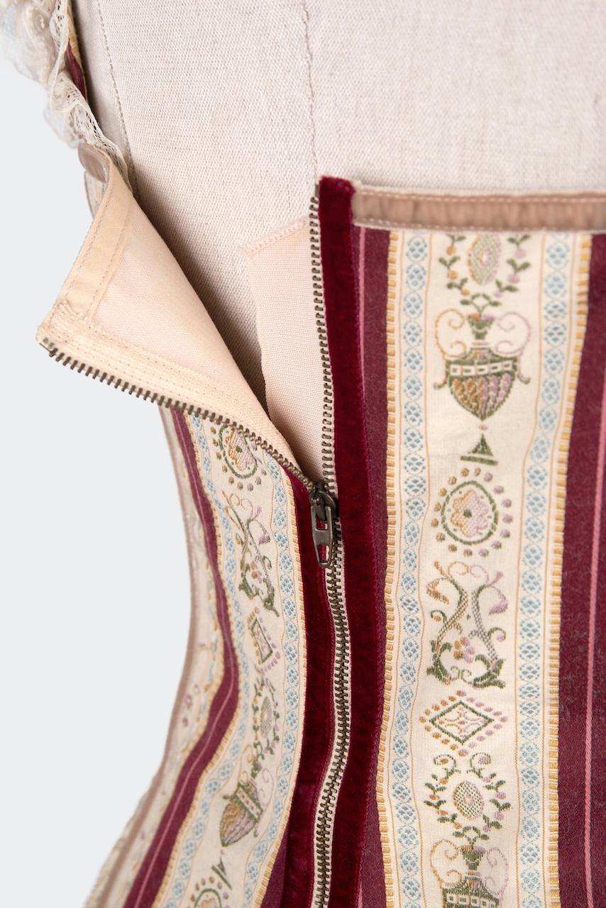A/I 1993/94 DOLCE & GABBANA Top corsetto crema e rosa con bordi in pizzo 1