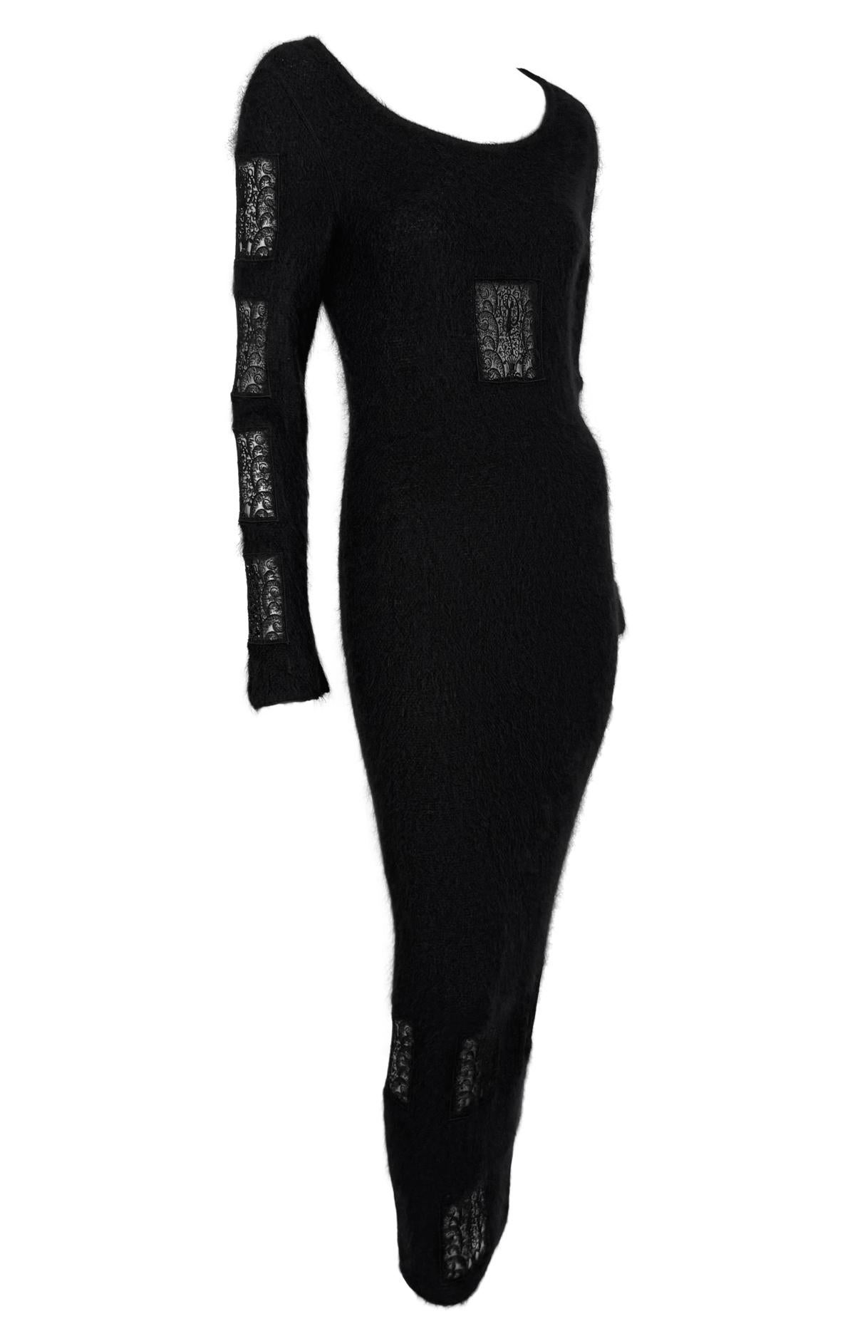 F/W 1993 Chloé by Karl Lagerfeld Kate Moss Runway Black Knit Mohair Lace Dress For Sale 5