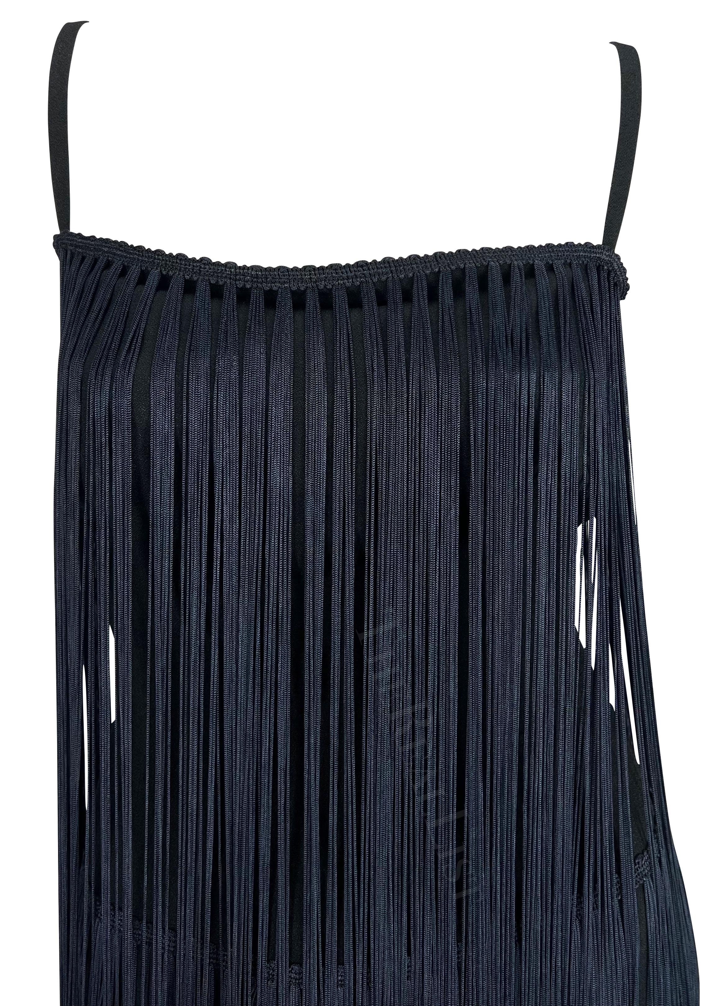 Women's F/W 1993 Dolce & Gabbana Runway Black Navy Fringe Flapper Style Dress For Sale