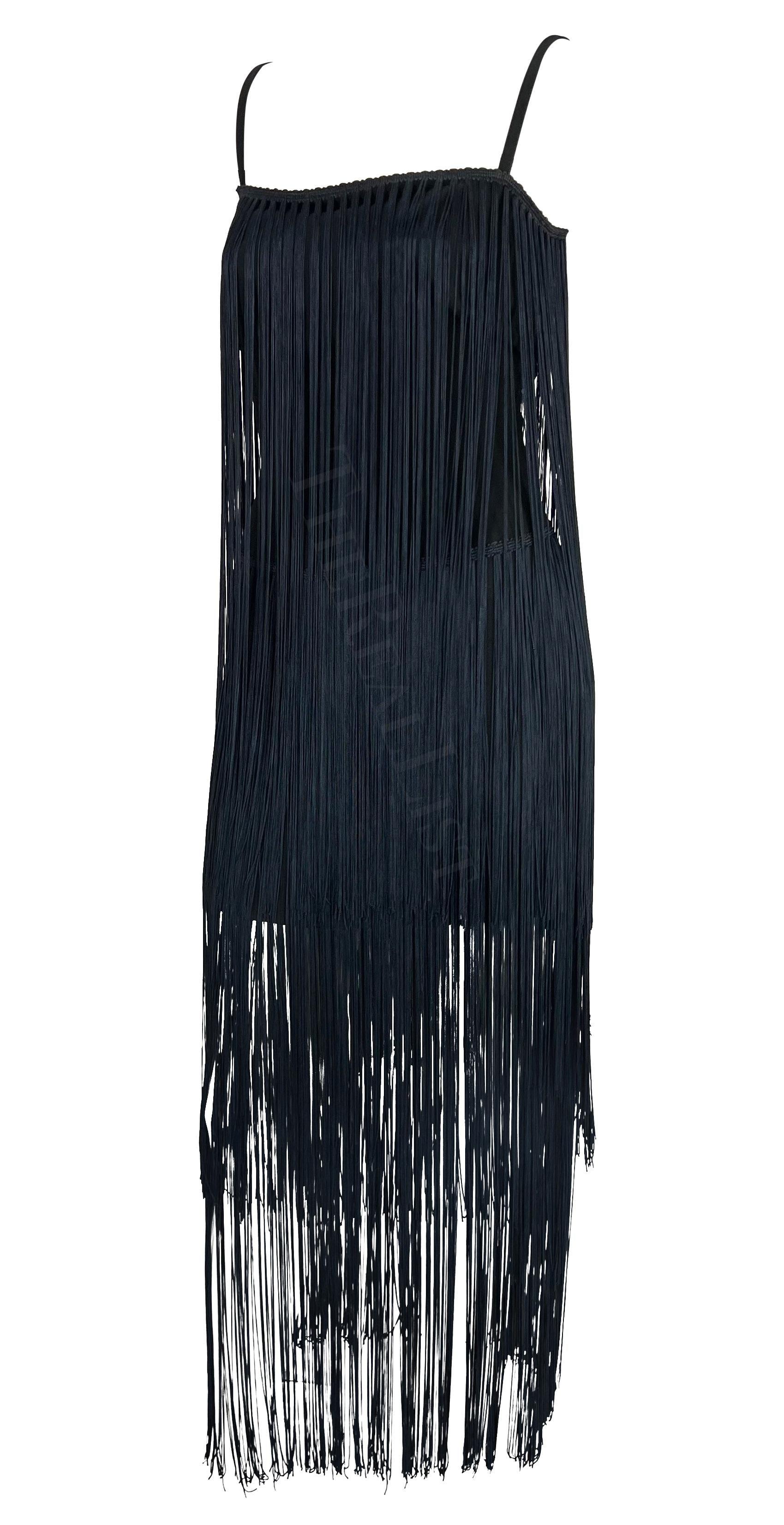 Robe de défilé Dolce & Gabbana A/H 1993 - Noire - Navy - Fringe - Style Flapper en vente 1