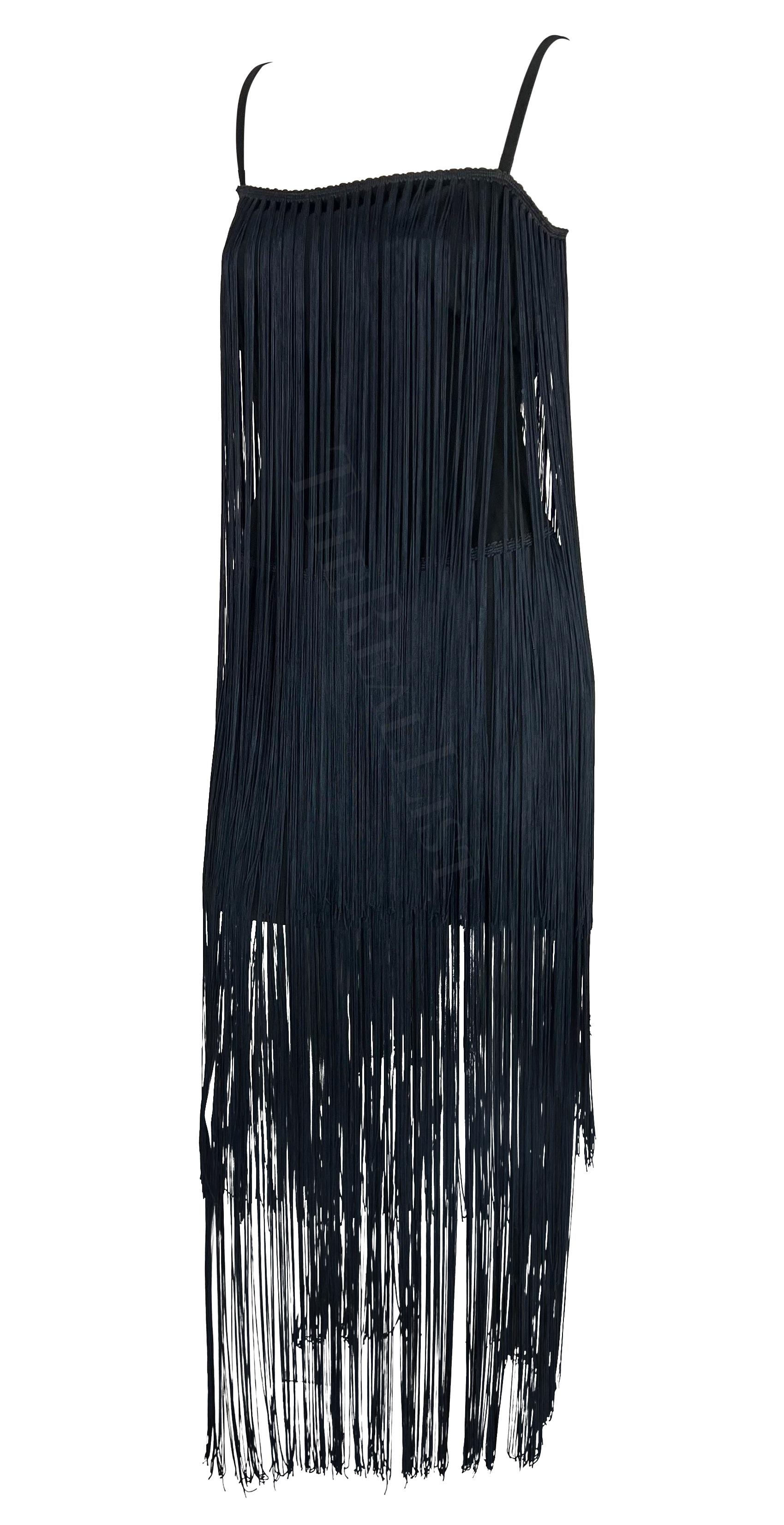 H/W 1993 Dolce & Gabbana Laufsteg Schwarzes Marineblaues Fransen-Kleid im Flapper-Stil im Angebot 1