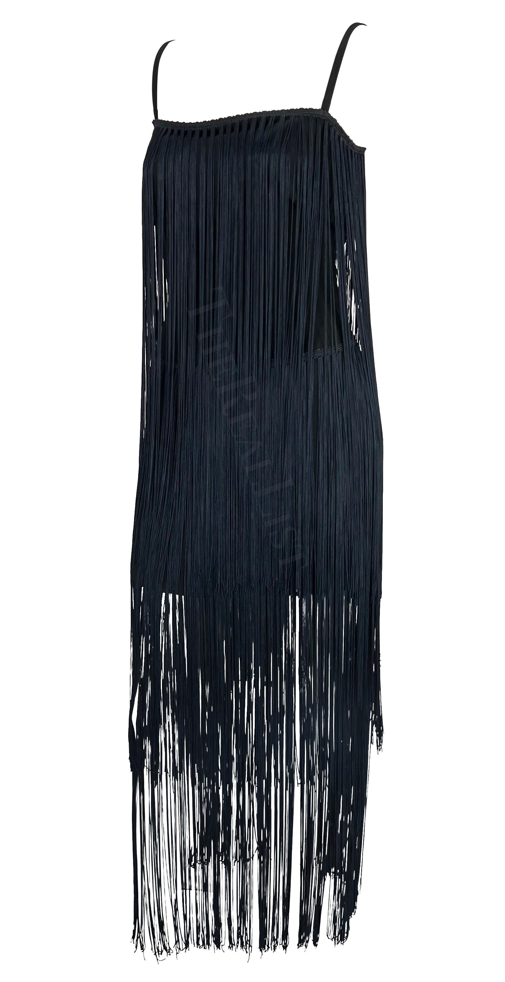 F/W 1993 Dolce & Gabbana Runway Black Navy Fringe Flapper Style Dress For Sale 1