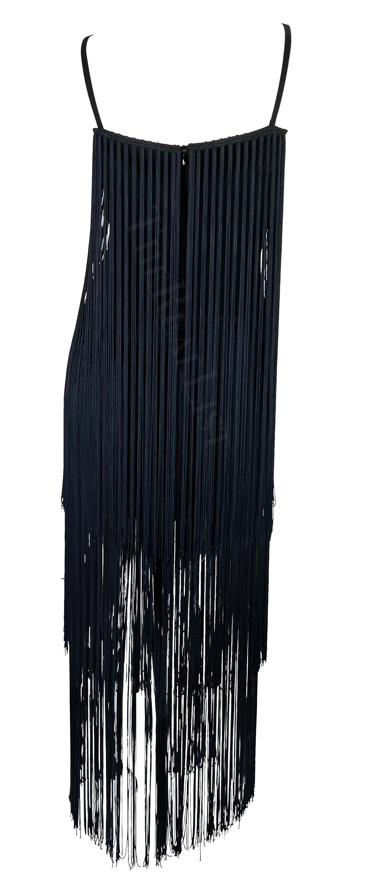 F/W 1993 Dolce & Gabbana Runway Black Navy Fringe Flapper Style Dress For Sale 3
