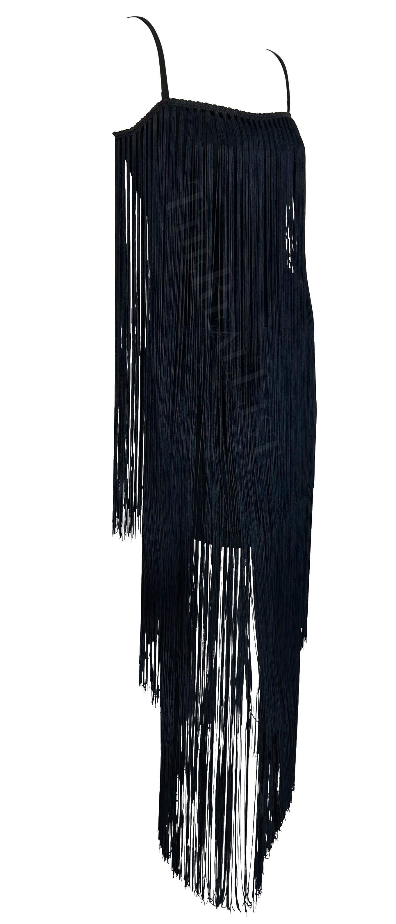 Robe de défilé Dolce & Gabbana A/H 1993 - Noire - Navy - Fringe - Style Flapper en vente 4
