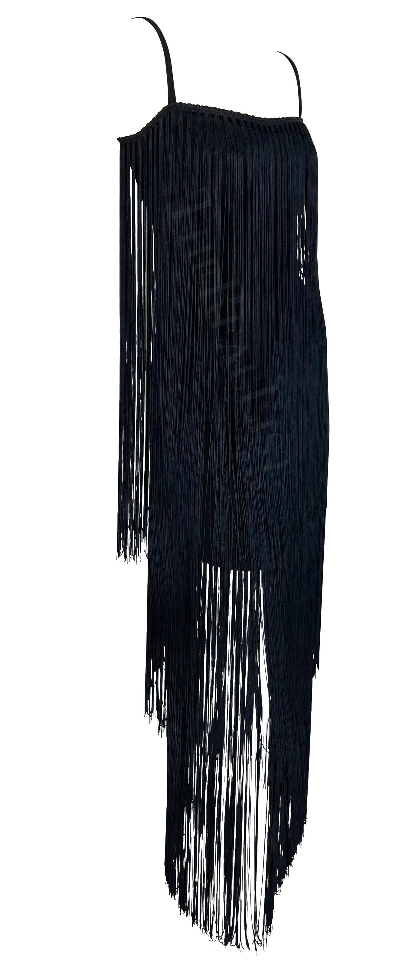 H/W 1993 Dolce & Gabbana Laufsteg Schwarzes Marineblaues Fransen-Kleid im Flapper-Stil im Angebot 4