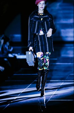F/W 1993 Gianni Versace Black Grey Striped Cropped Runway Jacket