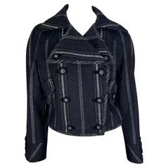 F/W 1993 Gianni Versace Chaqueta de Corredor a Rayas Gris Negra
