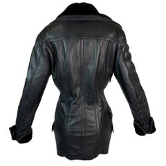 F/W 1993 Gianni Versace Black Leather Bondage Corset Sleeves Jacket Coat