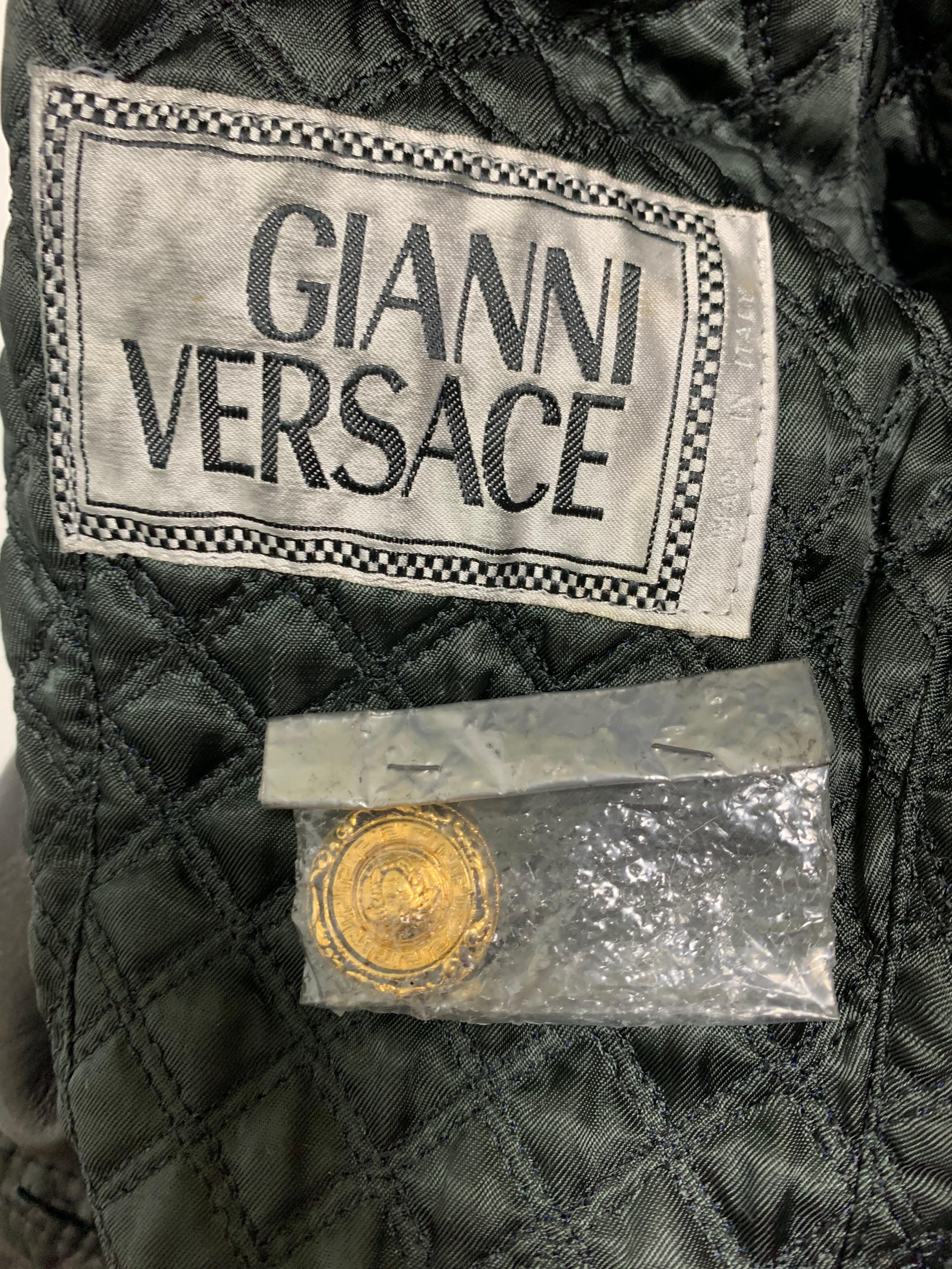 F/W 1993 Gianni Versace Black Leather Bondage Corset Sleeves Jacket Coat 3