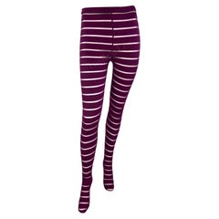 Vintage F/W 1993 Gianni Versace Runway Sheer Purple Stripe Leggings