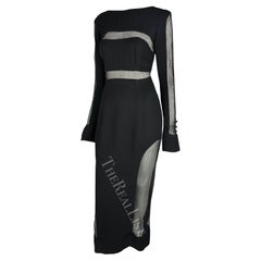 F/W 1993 Karl Lagerfeld Runway Black Mesh Sheer Cut Out Gown